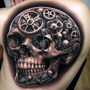 skull-tattoo – tattoo design ideas free ai generated – gloomy – for-upper-thigh – Gallery: skulls-inkby-ai
