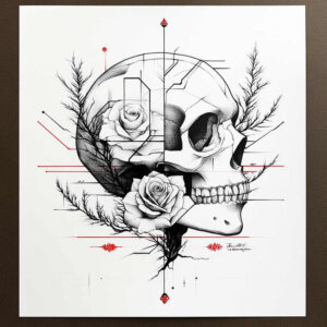 skull-tattoo – tattoo design ideas free ai generated – grimace – for-elbow – Gallery: skulls-inkby-ai