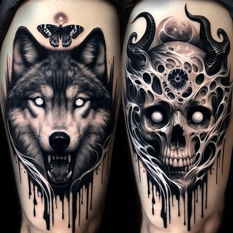 skull-tattoo – tattoo design ideas free ai generated – night-terror – for-collarbone – Gallery: skulls-inkby-ai