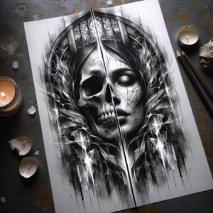 skull-tattoo – tattoo design ideas free ai generated – ominous – for-foot – Gallery: skulls-inkby-ai