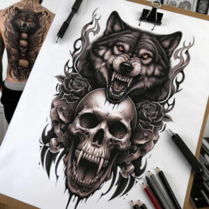 spiritual-skull-tattoo – tattoo design ideas free ai generated – grotesque – for-ribs – Gallery: skulls-inkby-ai