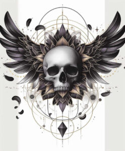 strength-motif-skull-tattoo – tattoo design ideas free ai generated – creepy – for-ankle – Gallery: skulls-inkby-ai