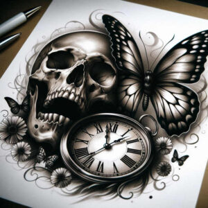 strength-motif-skull-tattoo – tattoo design ideas free ai generated – undead – for-upper-chest – Gallery: skulls-inkby-ai