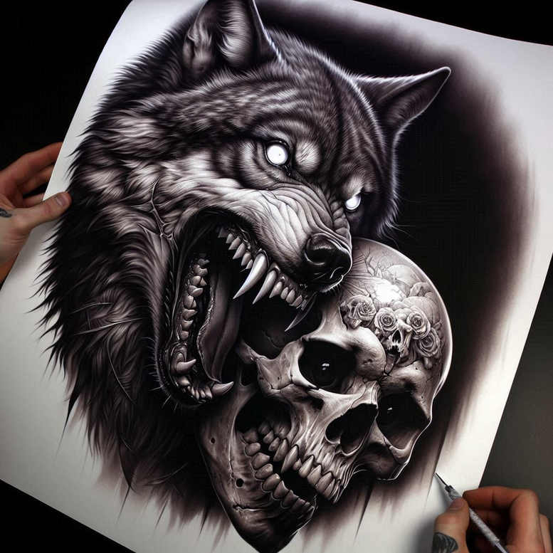 symbolic-meaning-skull-tattoo – tattoo design ideas free ai generated – bleeding – for-shoulder-blade – Gallery: skulls-inkby-ai