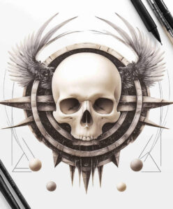 symbolic-meaning-skull-tattoo – tattoo design ideas free ai generated – freaky – for-chest – Gallery: skulls-inkby-ai