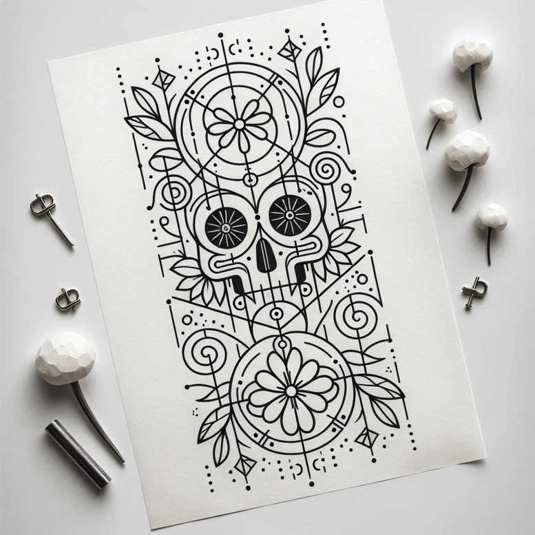 symbolic-meaning-skull-tattoo – tattoo design ideas free ai generated – mask – for-side – Gallery: skulls-inkby-ai