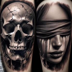 skulls tattoo design ideas Realism contrast play afterlife marker for elbow