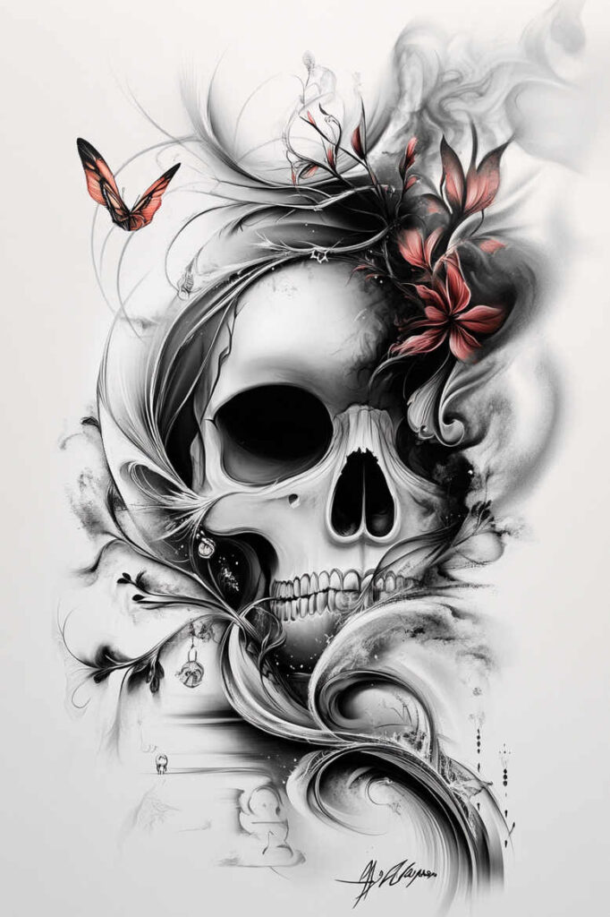 skulls tattoo design ideas Realism realistic perspective afterlife marker for neck