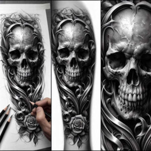 skulls tattoo design ideas Realism smooth gradients anatomy stands for determination