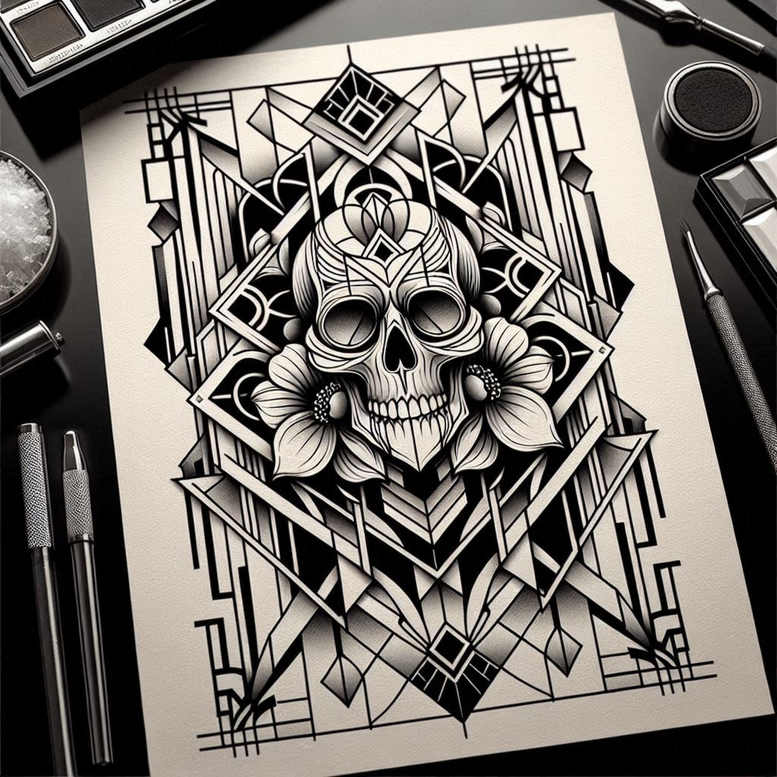 skulls tattoo design ideas sharp contrast bone for biceps