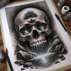 skulls tattoo design ideas Realism soft highlights broken visage shows courage
