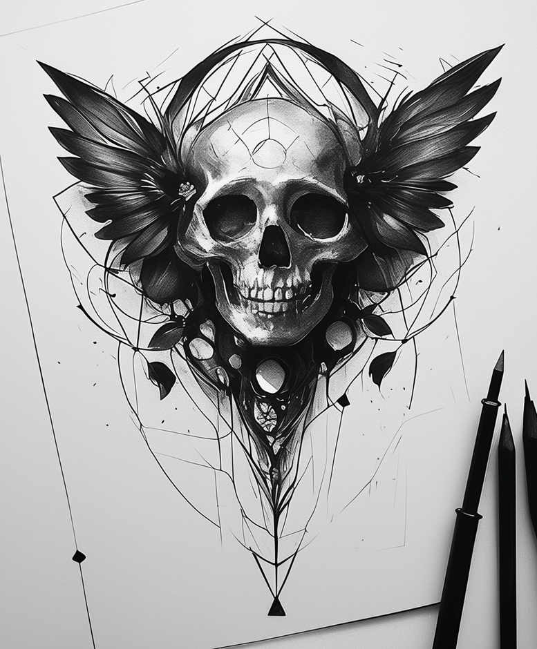 skulls tattoo design ideas low-key dark beauty for full back
