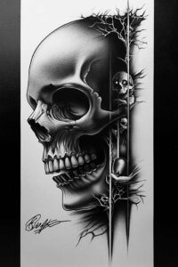 skulls tattoo design ideas Realism realistic lighting death charm for abdomen