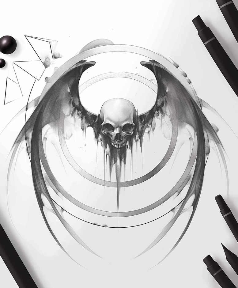 skulls tattoo design ideas Surrealism otherworldly death for knee
