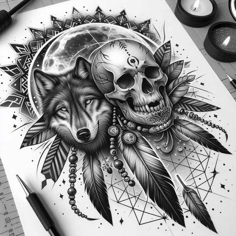skulls tattoo design ideas dramatic lighting decay for side torso