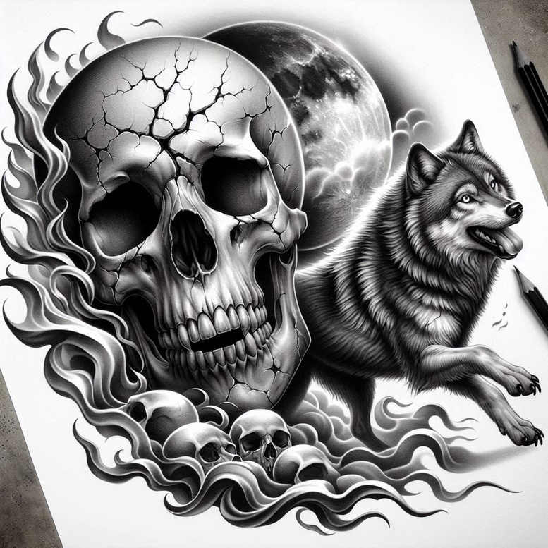skulls tattoo design ideas vivid detail gothic for calf