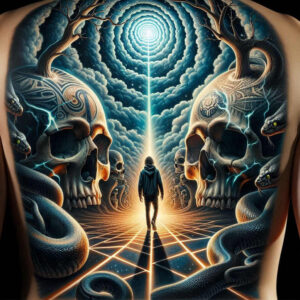 skulls tattoo design ideas Surrealism unearthly gothic stands for courage