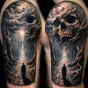 skulls tattoo design ideas Surrealism metaphysical grim tone for hand