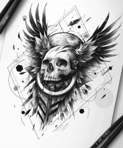 skulls tattoo design ideas Realism natural contours grim tone for stomach