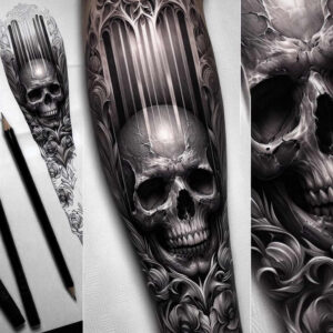 skulls tattoo design ideas Surrealism phantom hollow stare perseverance and power