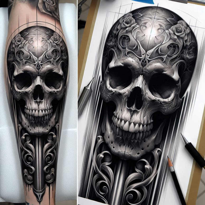 skulls tattoo design ideas decorative elements inner structure represents perseverance