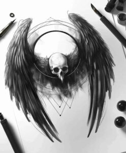 skulls tattoo design ideas Surrealism fantastical morbid elegance for calf