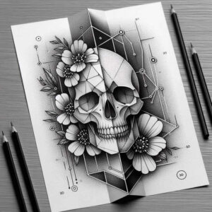 skulls tattoo design ideas deep-shading morbid elegance for side
