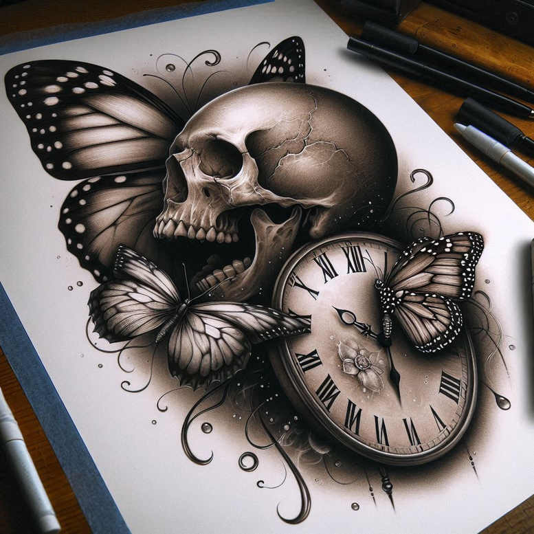 skulls tattoo design ideas Realism clean background morbid elegance meaning determination