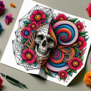 skulls tattoo design ideas Surrealism visionary vanitas for scapula
