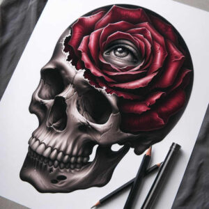 transformation-motif-skull-tattoo – tattoo design ideas free ai generated – cursed – for-nape – Gallery: skulls-inkby-ai