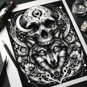 tribal-skull-tattoo – tattoo design ideas free ai generated – creepy – for-heel – Gallery: skulls-inkby-ai