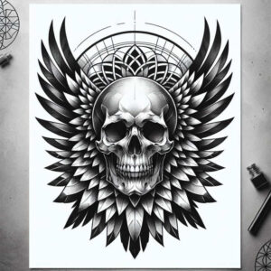 war-motif-skull-tattoo – tattoo design ideas free ai generated – hellish – for-shin – Gallery: skulls-inkby-ai