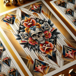 wave-skull-tattoo – tattoo design ideas free ai generated – faded-memory – for-biceps – Gallery: skulls-inkby-ai