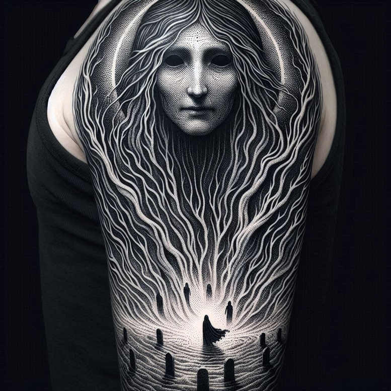 slowianskie-swiatlo-i-cien-realism-studio-quality-for-collarbone – tattoo design ideas free ai generated – Gallery: slavic-mythology-inkby-ai