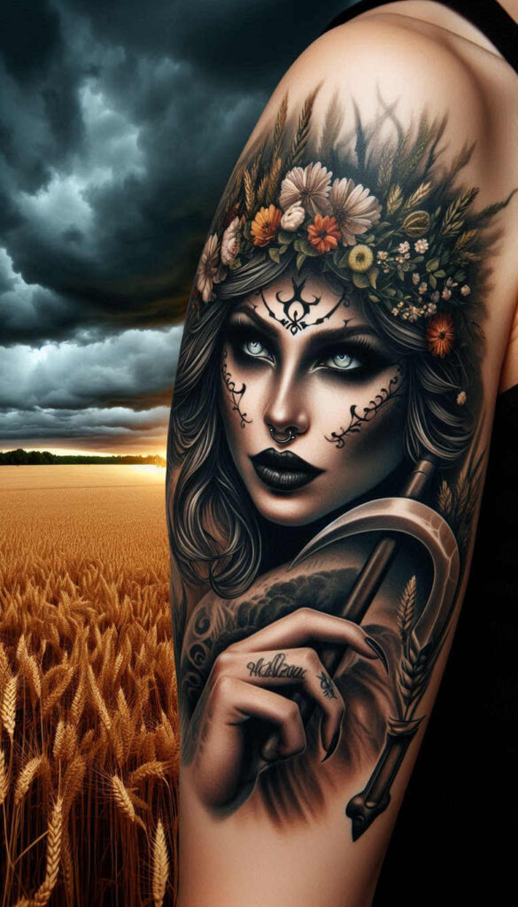 slowianskie-symbole-ochronne-neotraditional-modern-twist-for-back-shoulder – tattoo design ideas free ai generated – Gallery: slavic-mythology-inkby-ai