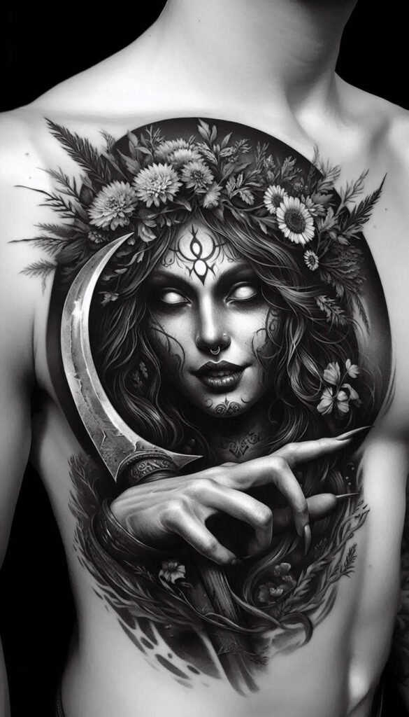 slowianskie-obrzedy-surrealism-enigmatic-visuals-for-neck – tattoo design ideas free ai generated – Gallery: slavic-mythology-inkby-ai
