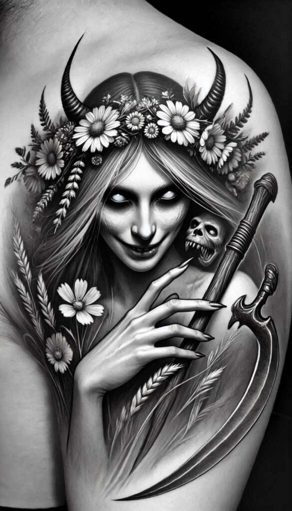 slowianskie-obrzedy-realism-clean-lines-for-upper-back – tattoo design ideas free ai generated – Gallery: slavic-mythology-inkby-ai
