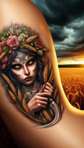 slowianskie-moce-duchowe-neotraditional-artistic-flair-for-temple – tattoo design ideas free ai generated – Gallery: slavic-mythology-inkby-ai