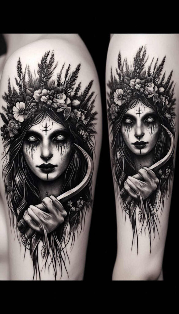 slowianskie-swiatlo-i-cien-realism-photographic-quality-for-lower-thigh – tattoo design ideas free ai generated – Gallery: slavic-mythology-inkby-ai