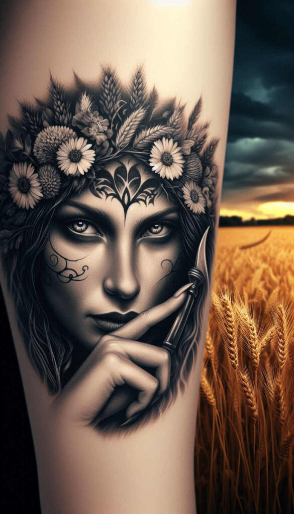 slowianskie-postacie-mitologiczne-realism-sharp-focus-for-calf – tattoo design ideas free ai generated – Gallery: slavic-mythology-inkby-ai