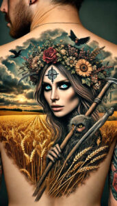 slowianska-magia-neotraditional-color-saturation-for-shin – tattoo design ideas free ai generated – Gallery: slavic-mythology-inkby-ai