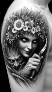 slowianskie-bostwa-ziemi-realism-precise-gradient-for-collarbone – tattoo design ideas free ai generated – Gallery: slavic-mythology-inkby-ai