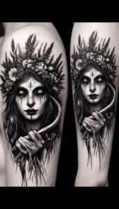 slavic-mythology tattoo design ideas Realim light and shadow play bleak for chest