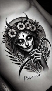 slavic-mythology tattoo design ideas classic composition nightmarish for lower leg