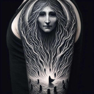 slavic-mythology tattoo design ideas Realism sharp focus shadows represents endurance