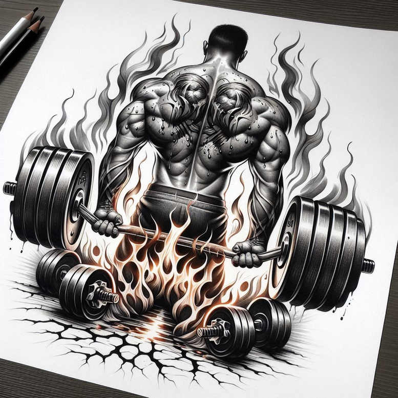 cycling – tattoo design ideas free ai generated – surrealism-blurred-edges – for-full-back – Gallery: sport-inkby-ai