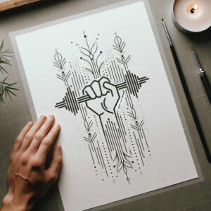sport tattoo design ideas fine line action force represents courage