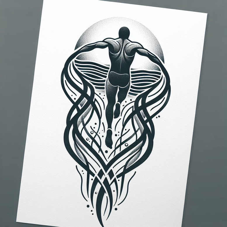 sport tattoo design ideas pure outline competitive vibe for upper thigh