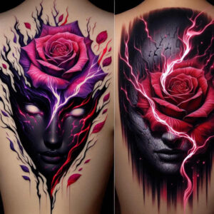 abstract-figure-tattoo – tattoo design ideas free ai generated – distorted – for-upper-shoulder – Gallery: surrealistic-characters-inkby-ai