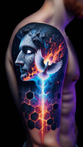 contoured-figure-tattoo – tattoo design ideas free ai generated – grim – for-full-back – Gallery: surrealistic-characters-inkby-ai